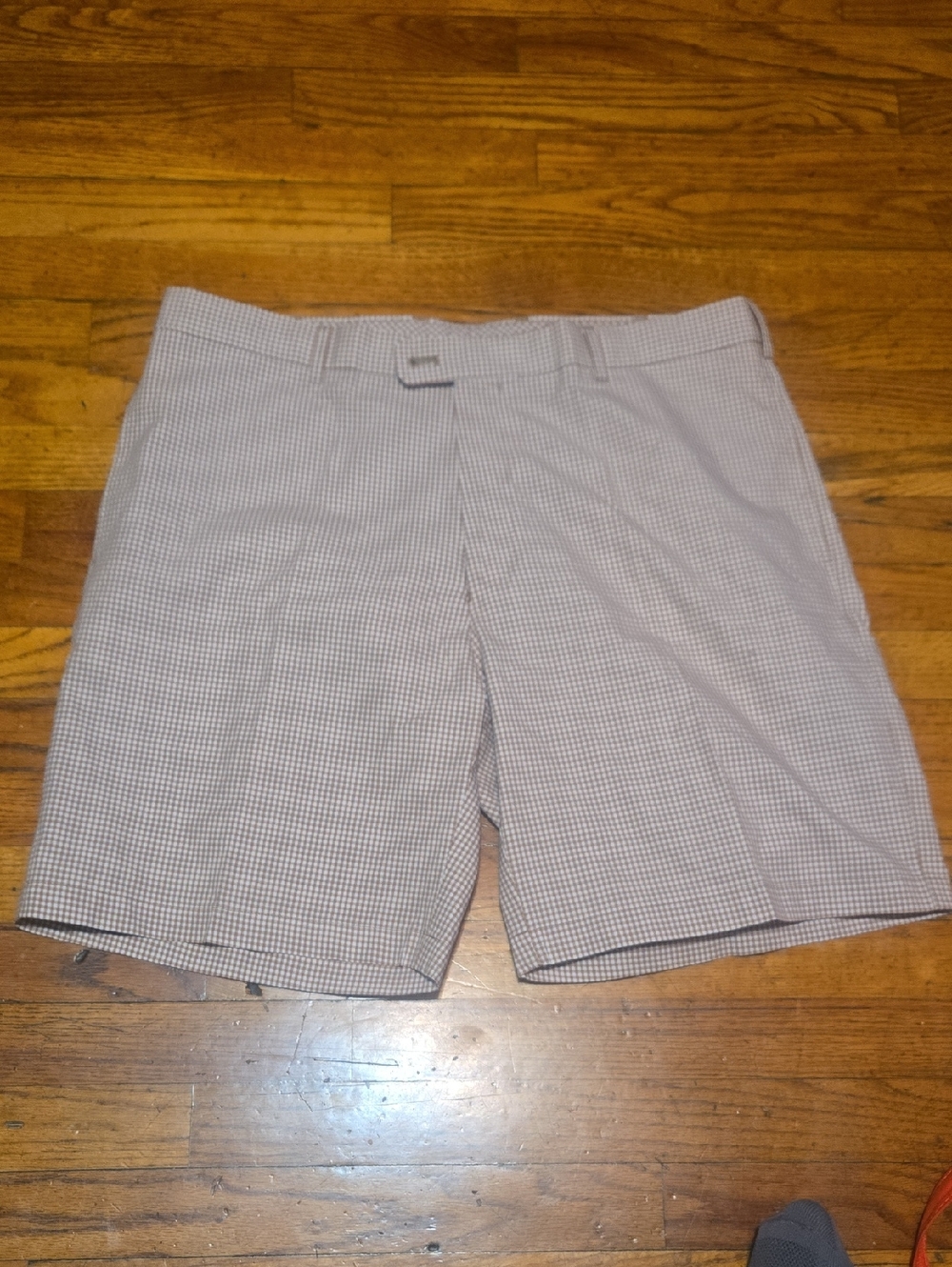 Peter Millar Men’s 100% Cotton Golf Shorts Brown White Check Size 38